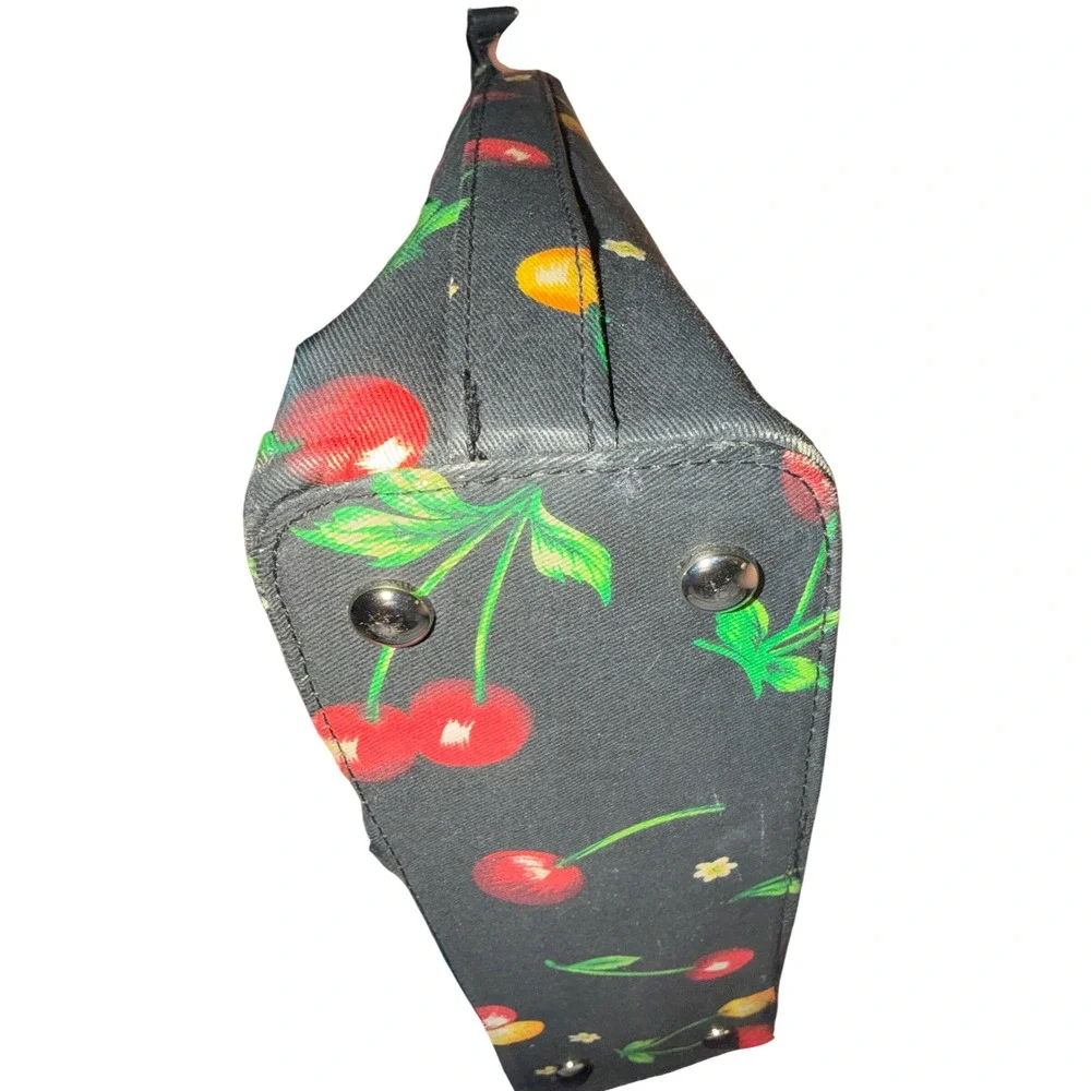 Kate Spade Shoulder Bag Womens Small Black Cherry Print Excellent Y2K Retro